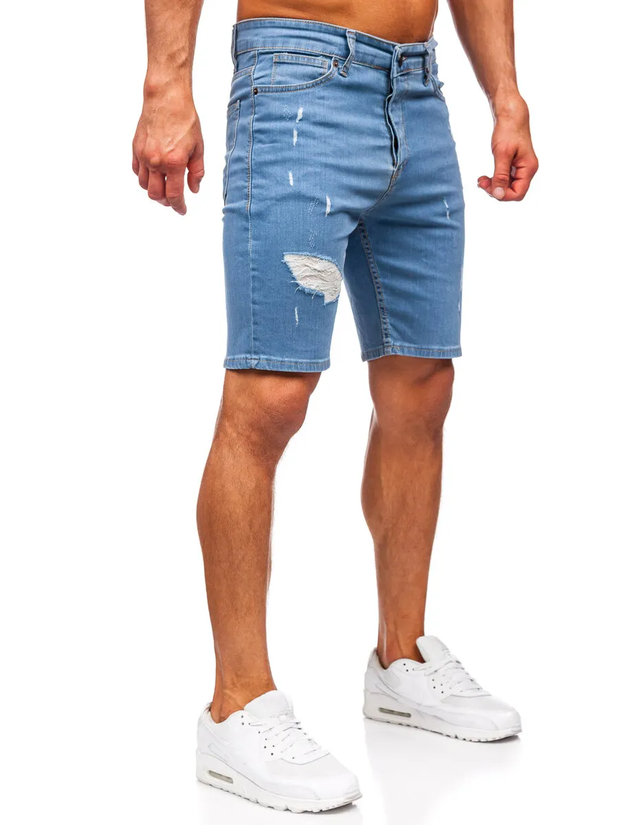 Mens Dark Blue Jeans Shorts Bolf 0429