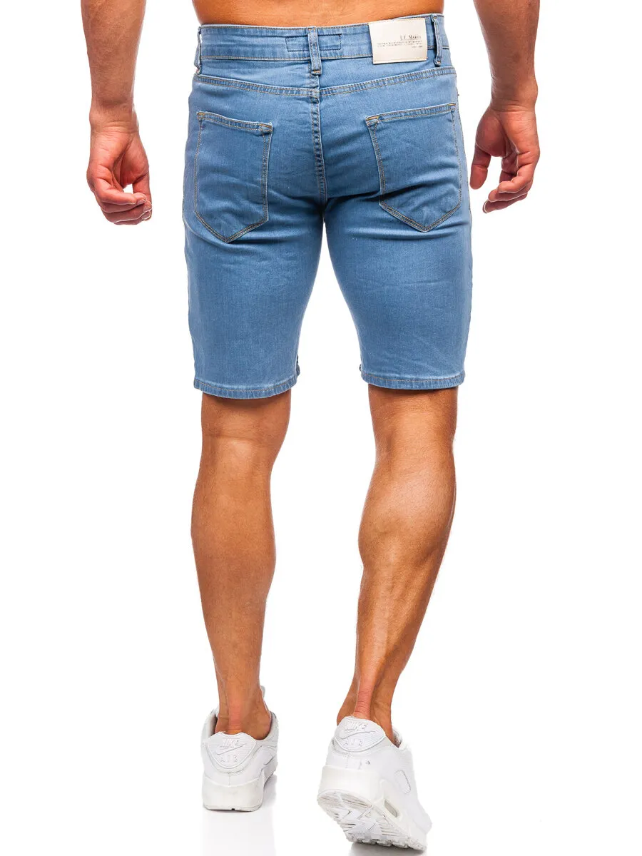 Mens Dark Blue Jeans Shorts Bolf 0429