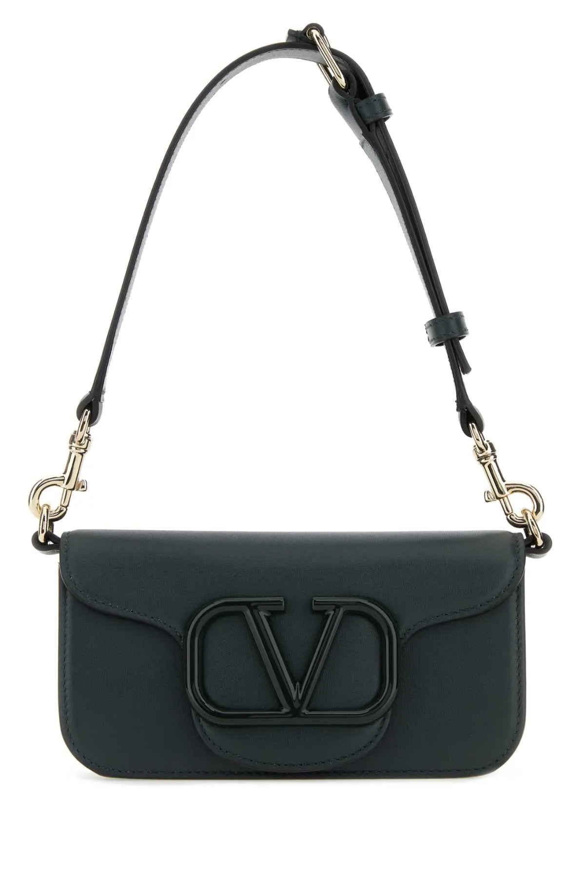 Valentino Garavani Dark Green Leather Mini Loc Shoulder Bag