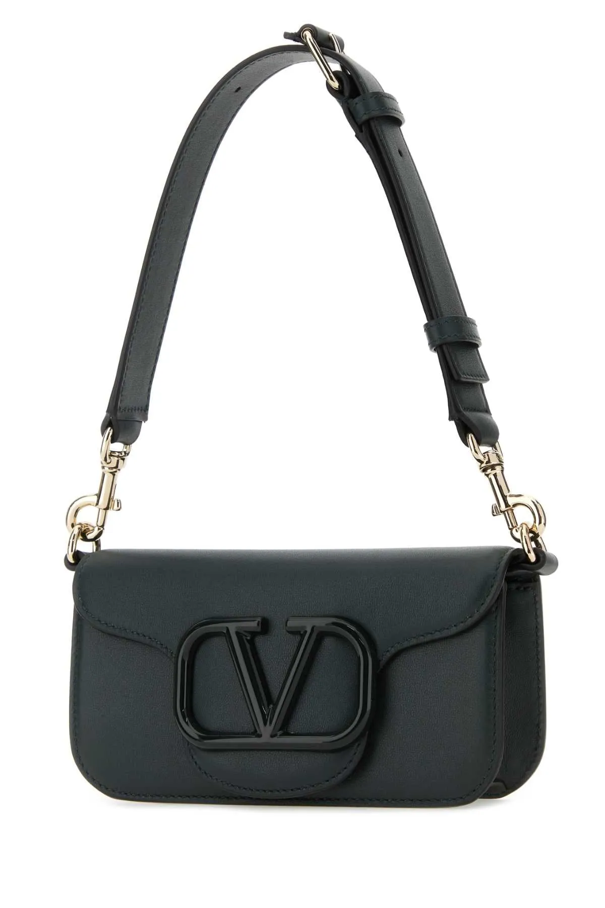 Valentino Garavani Dark Green Leather Mini Loc Shoulder Bag