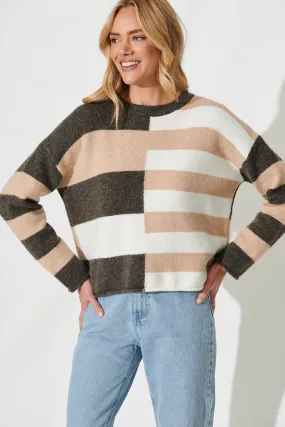 Ventuno Knit In Beige With Brown Wool Blend