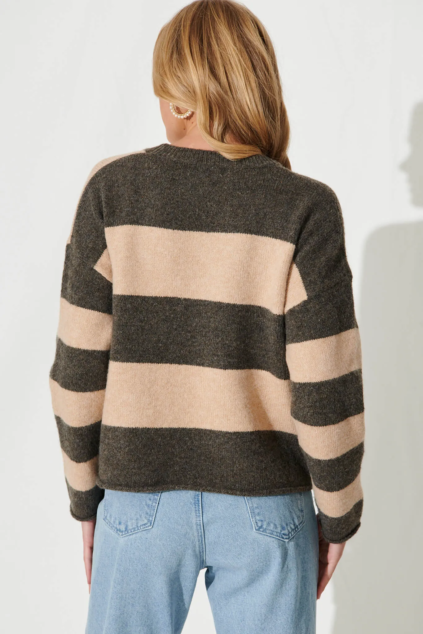 Ventuno Knit In Beige With Brown Wool Blend