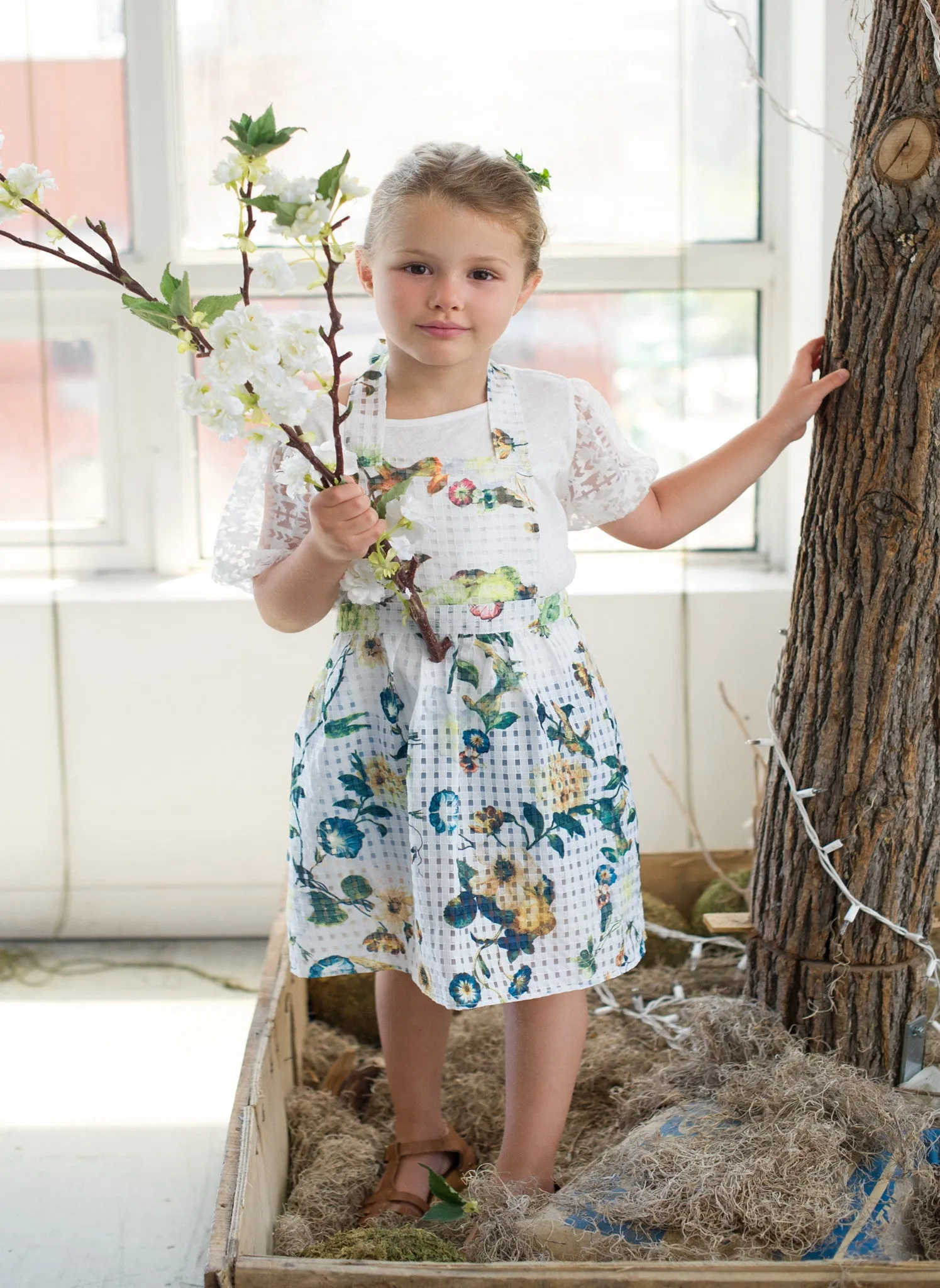 Vierra Rose Garden Floral Apron Dress