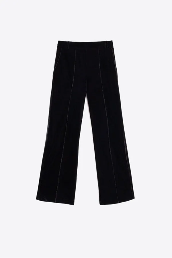 Vilagallo CAROLE BLACK VELOUR TROUSERS