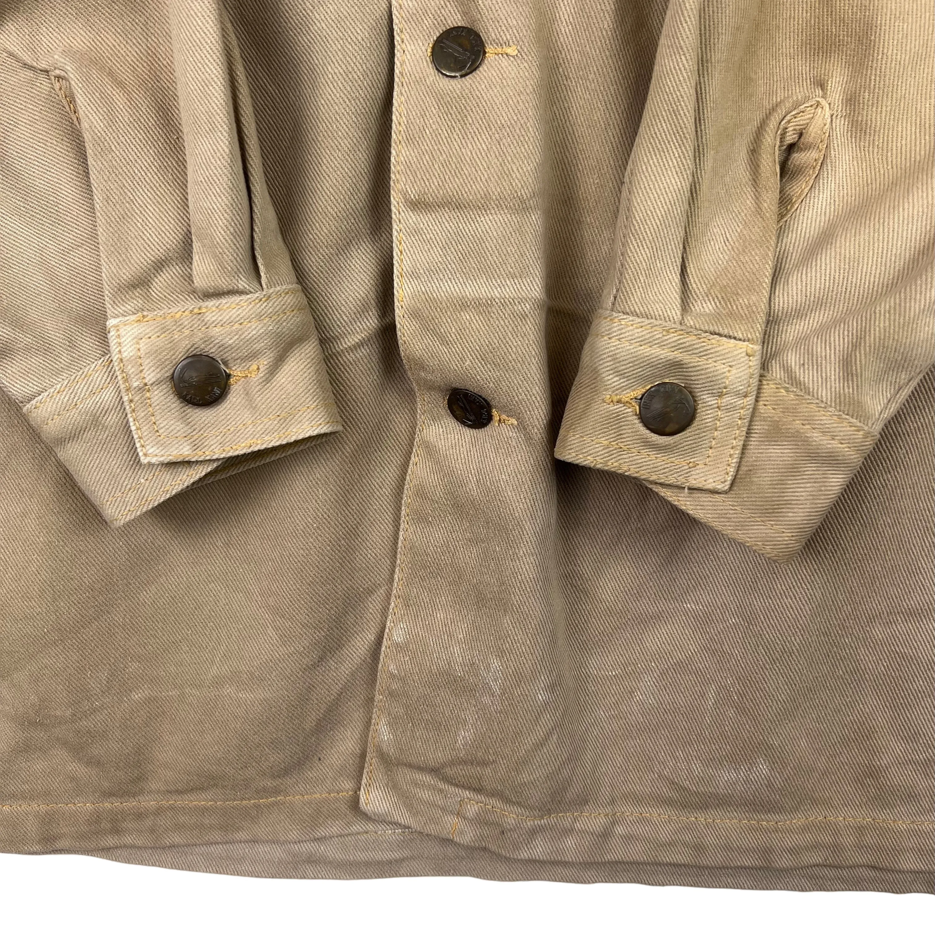 Vintage Karl Kani Jeans 90's Denim Long Chore Button-Up Jacket Beige