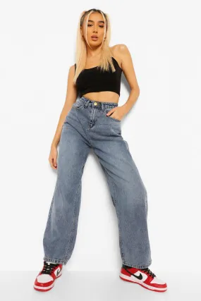 Vintage Wash Wide Leg Jeans