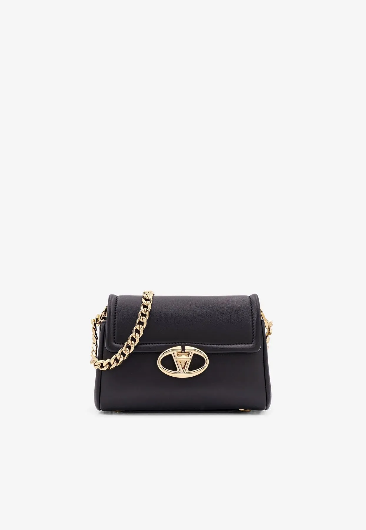 VLogo Leather Shoulder Bag