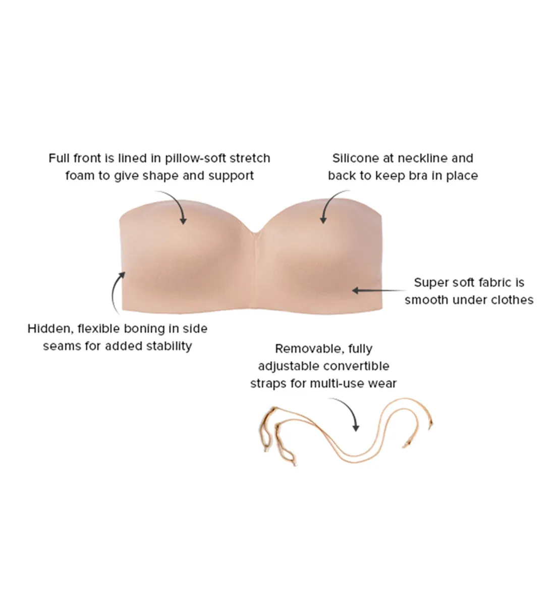 Wacoal Wireless Strapless Bra 854372 Sand