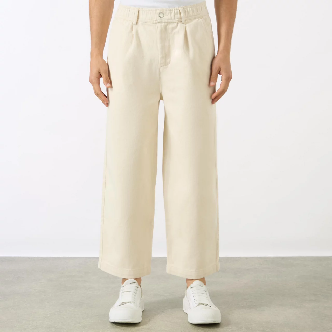 WAX LONDON Wide-Leg Cropped Trousers - Cream