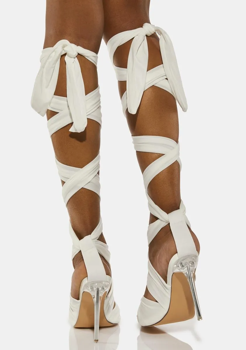 White Keep It Simple Wrap Heels-