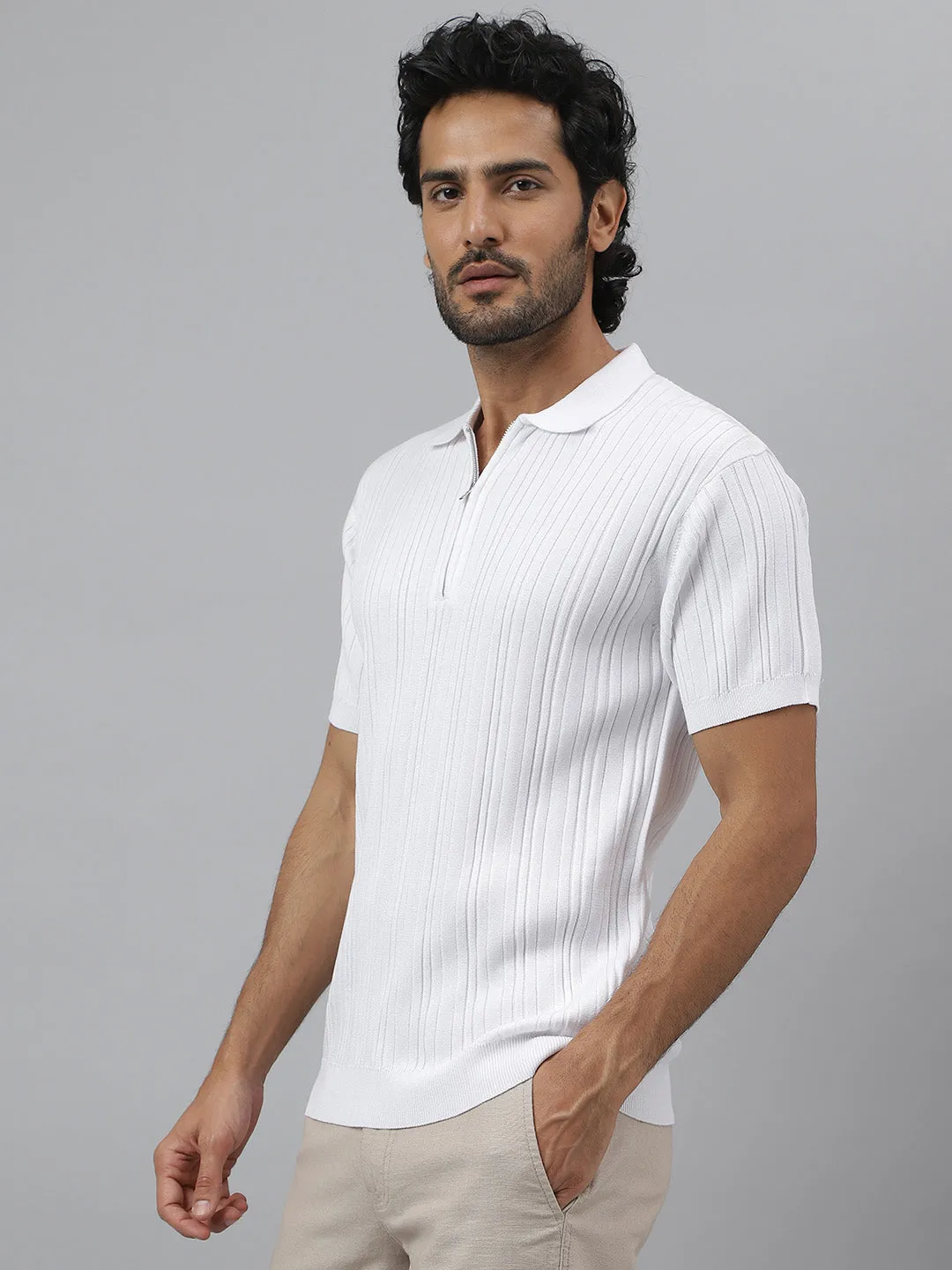 Men's White Polo Cotton Tee - Ascend