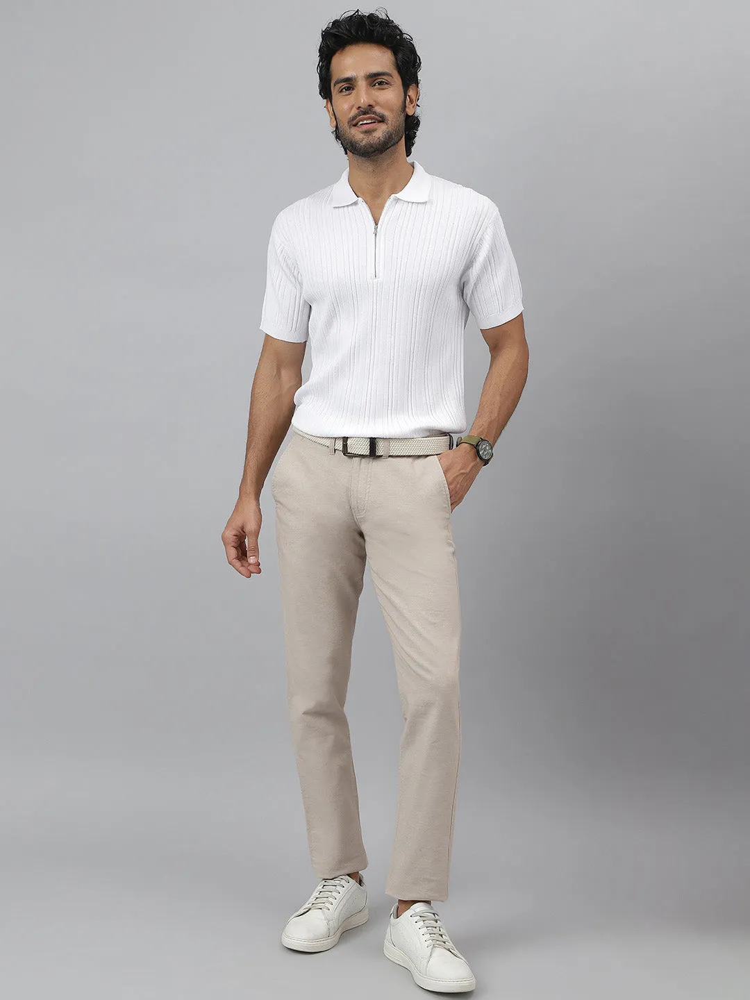 Men's White Polo Cotton Tee - Ascend