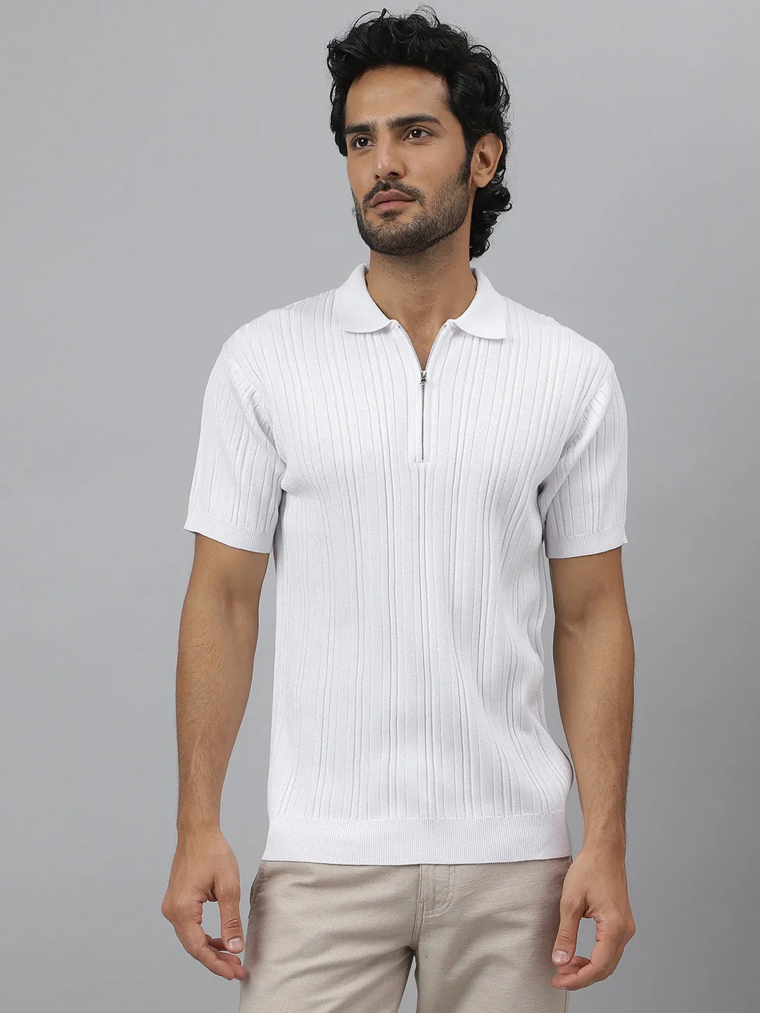 Men's White Polo Cotton Tee - Ascend