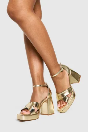 Wide Fit Metallic Platform Heels