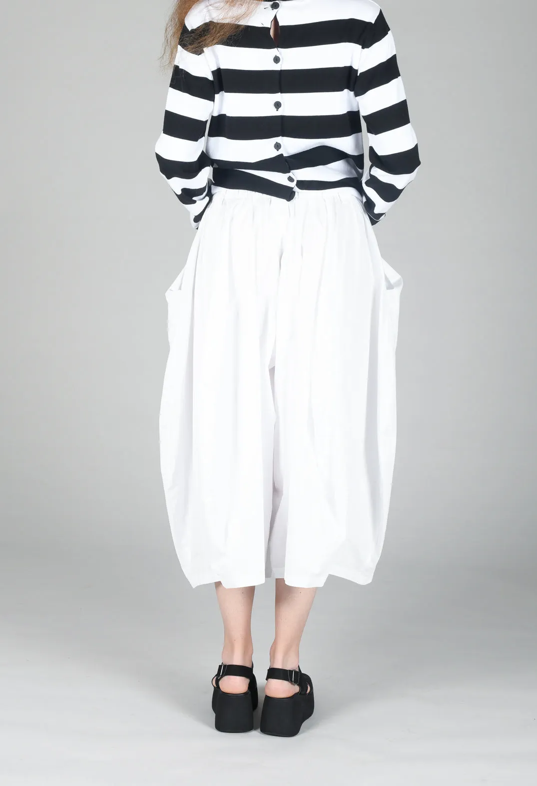 White Wide Leg Tulip Pants