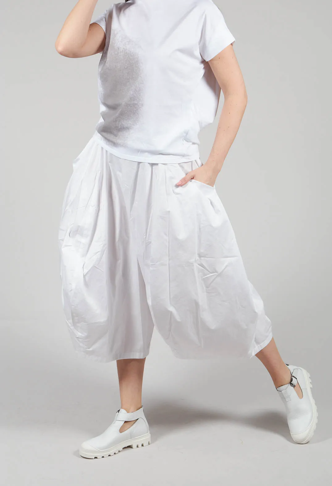 White Wide Leg Tulip Pants