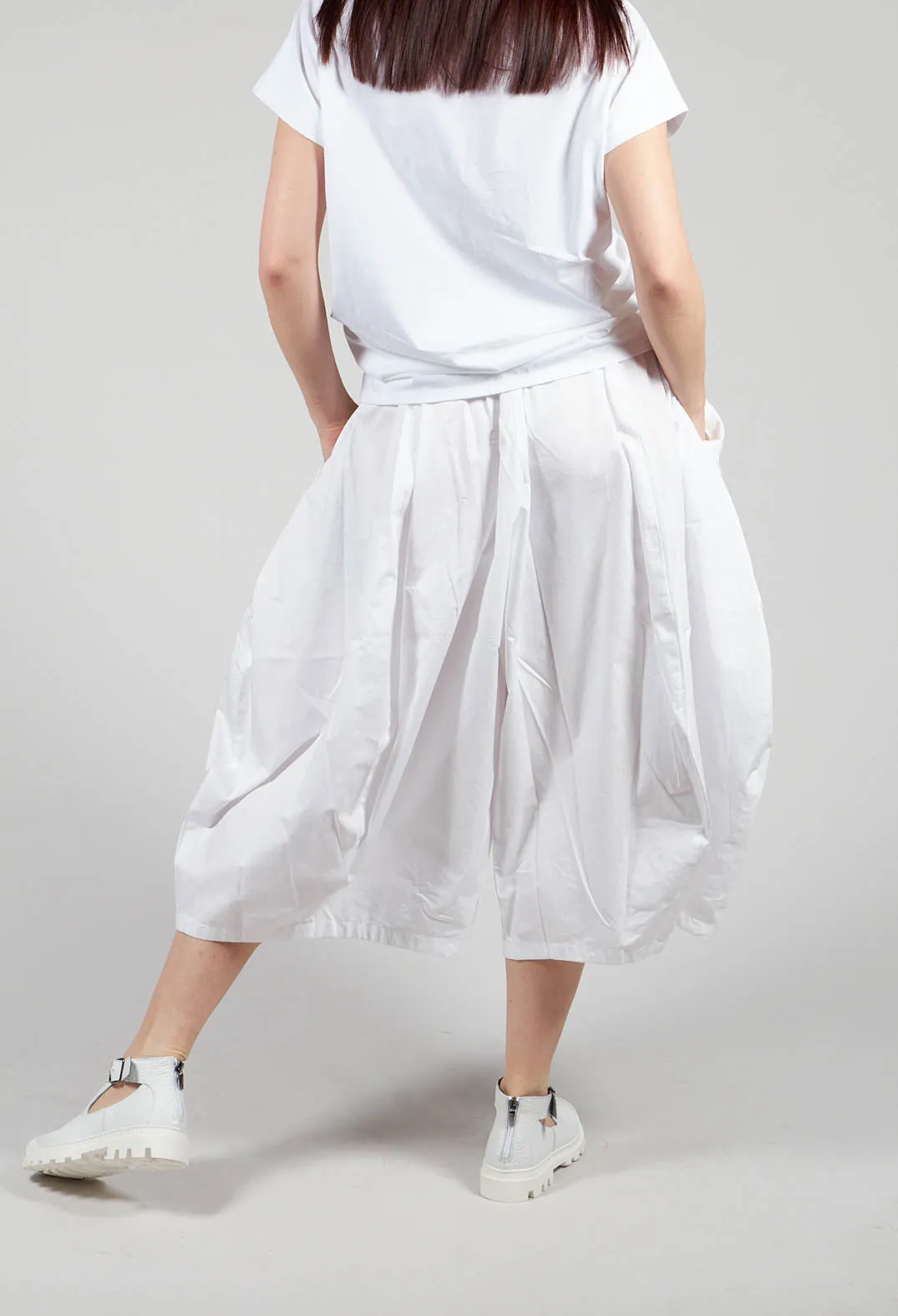 White Wide Leg Tulip Pants