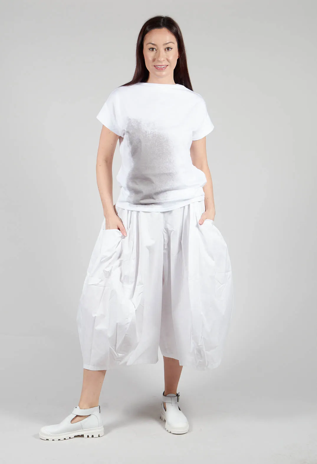 White Wide Leg Tulip Pants