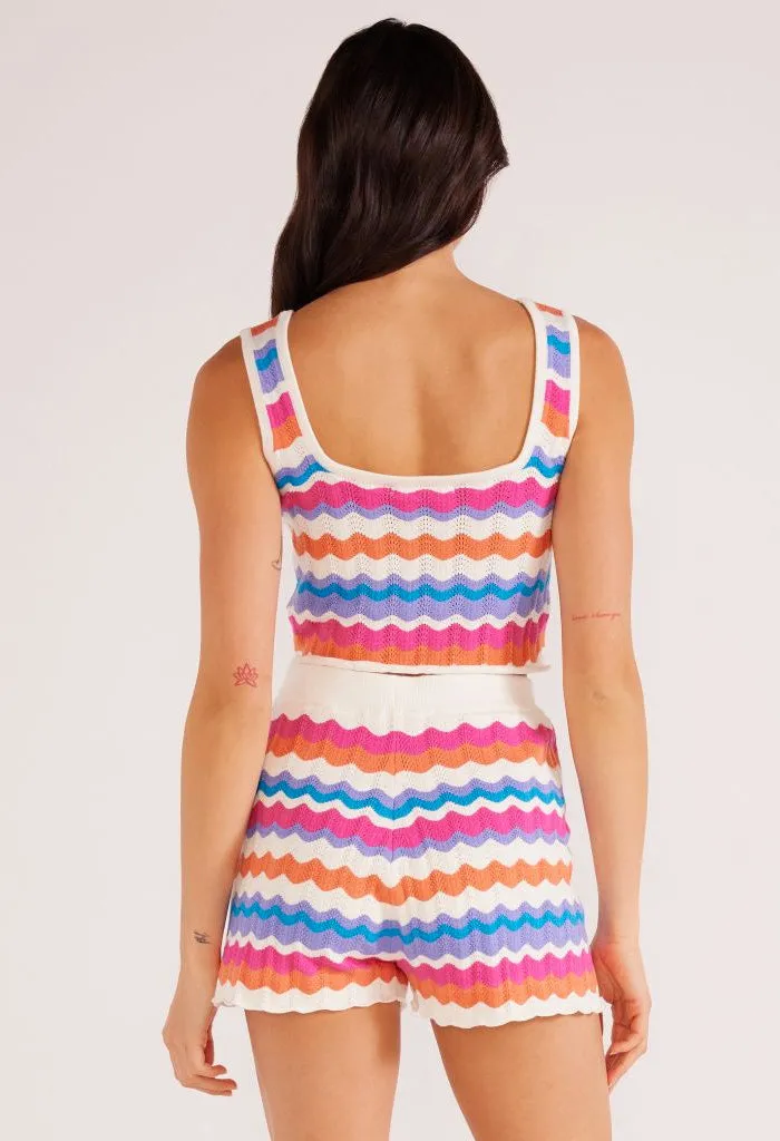 Coral Stripe Pointelle Knit Tank - Wilma