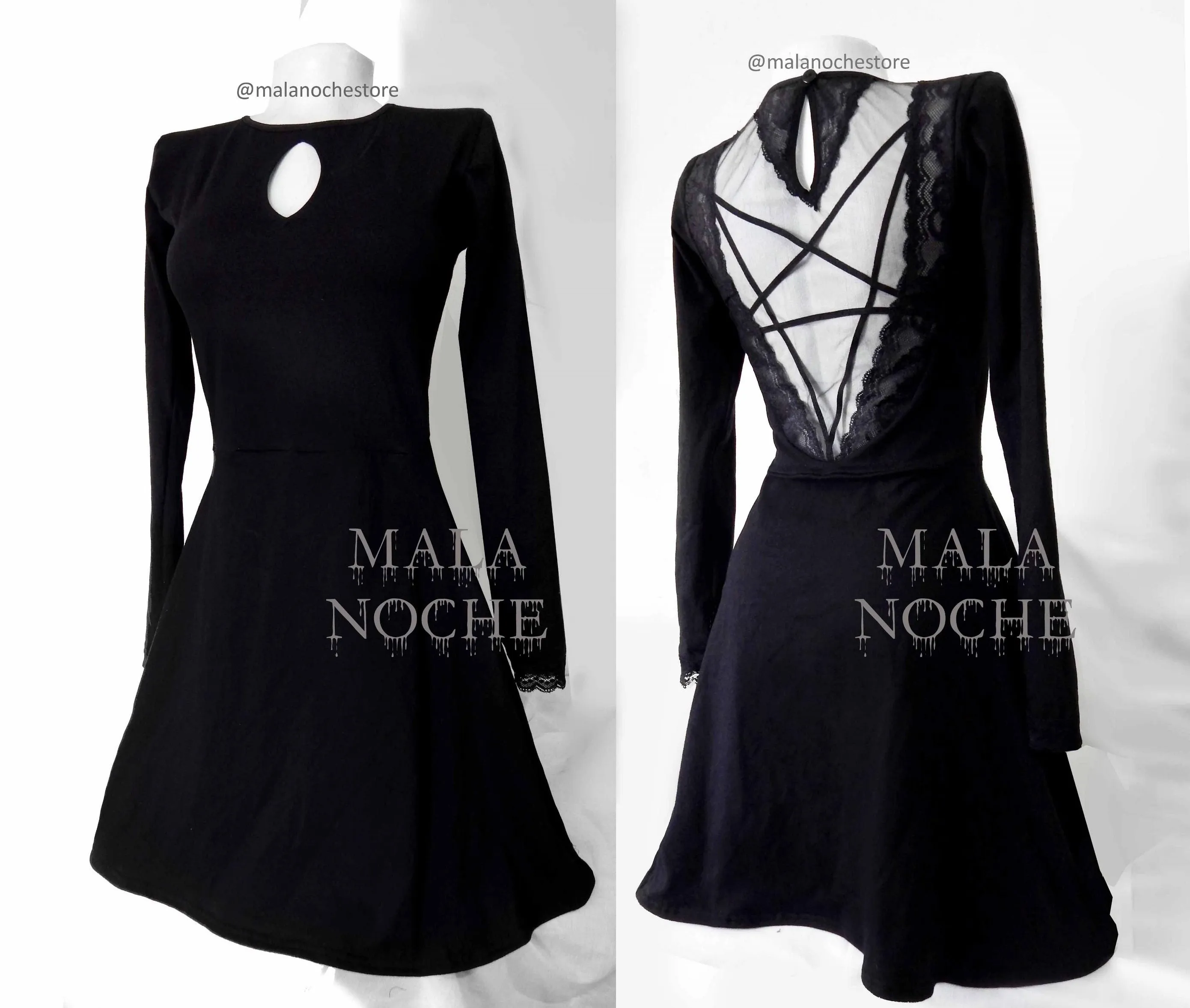 Witchy Black Gothic Pentagram Dress