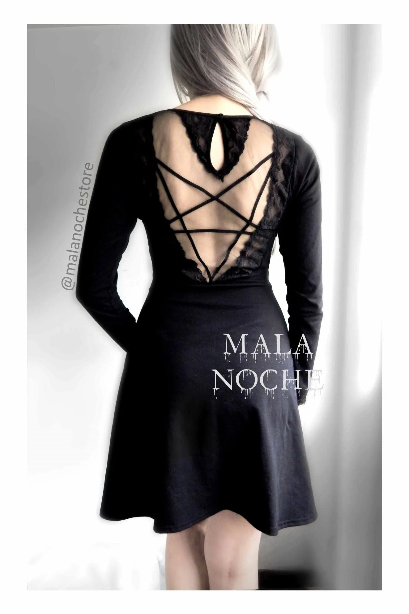 Witchy Black Gothic Pentagram Dress