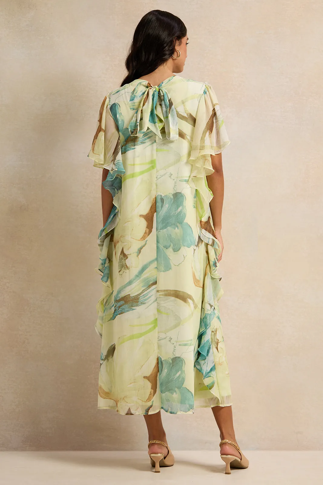 Women Ivory Printed Kaftan Dress