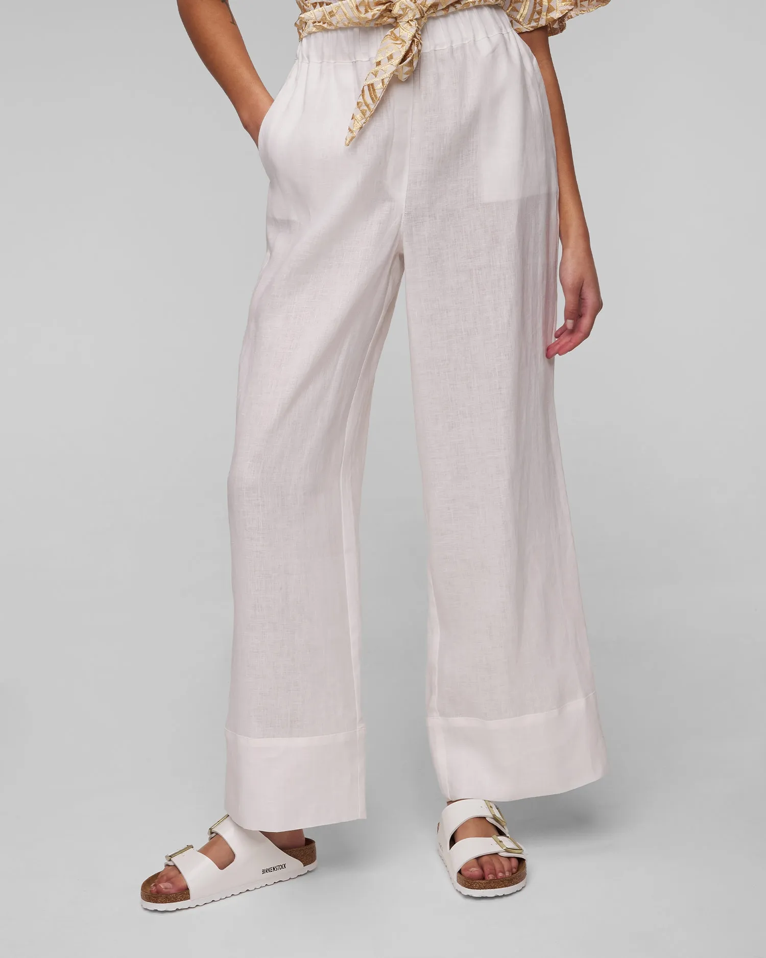 Women's white linen trousers Kori s24k110151-62