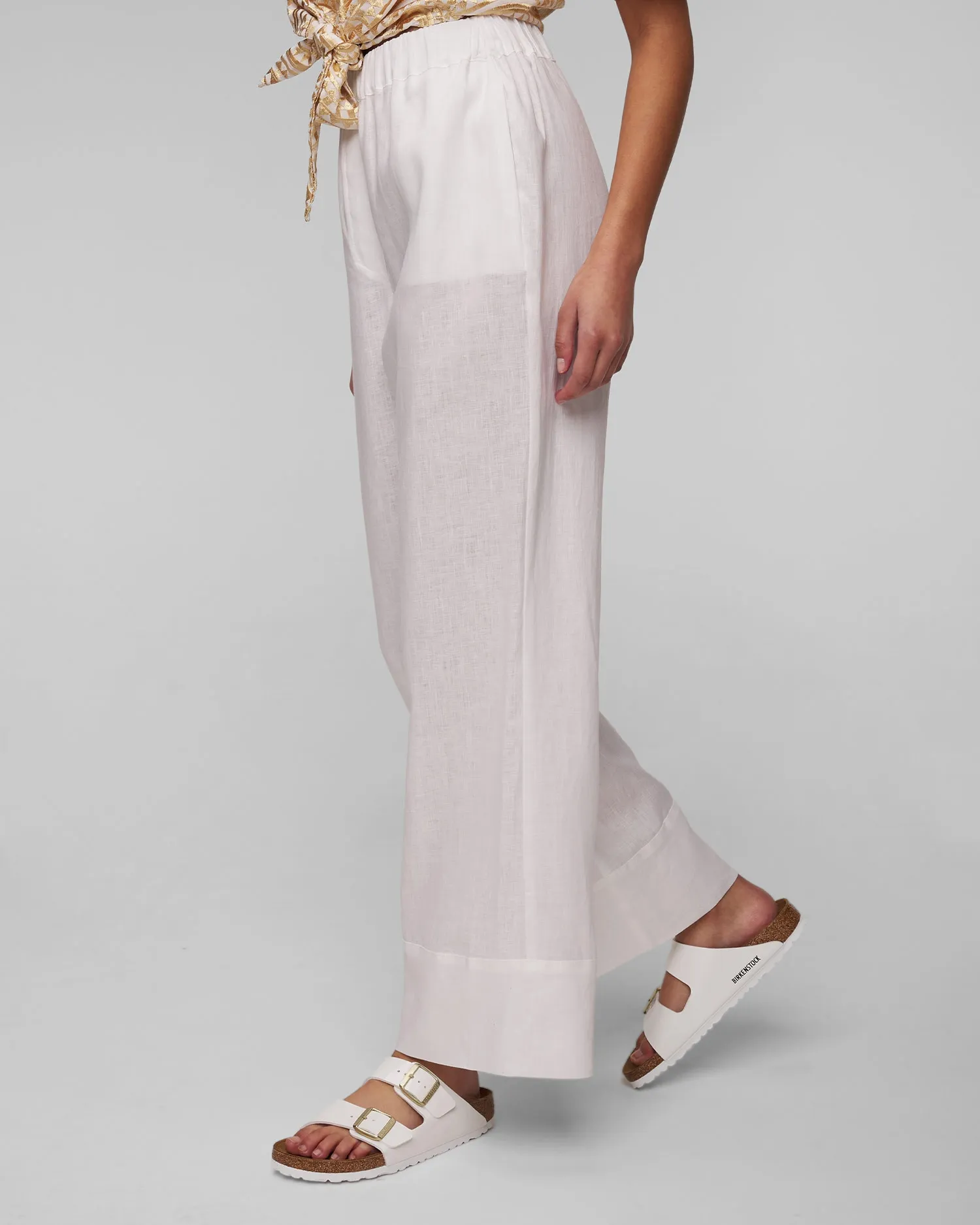 Women's white linen trousers Kori s24k110151-62