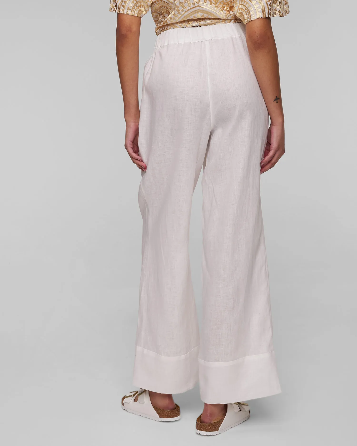 Women's white linen trousers Kori s24k110151-62