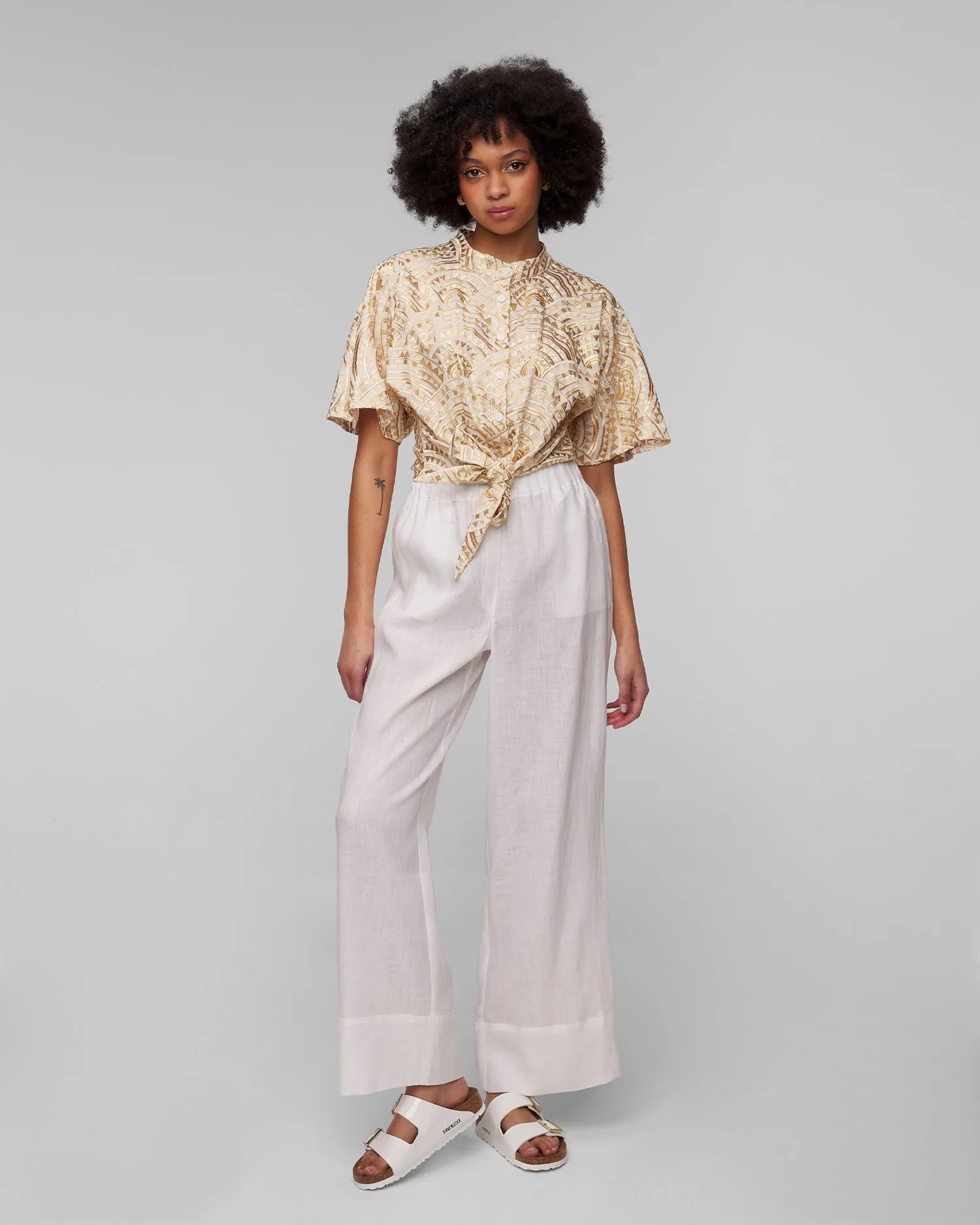 Women's white linen trousers Kori s24k110151-62