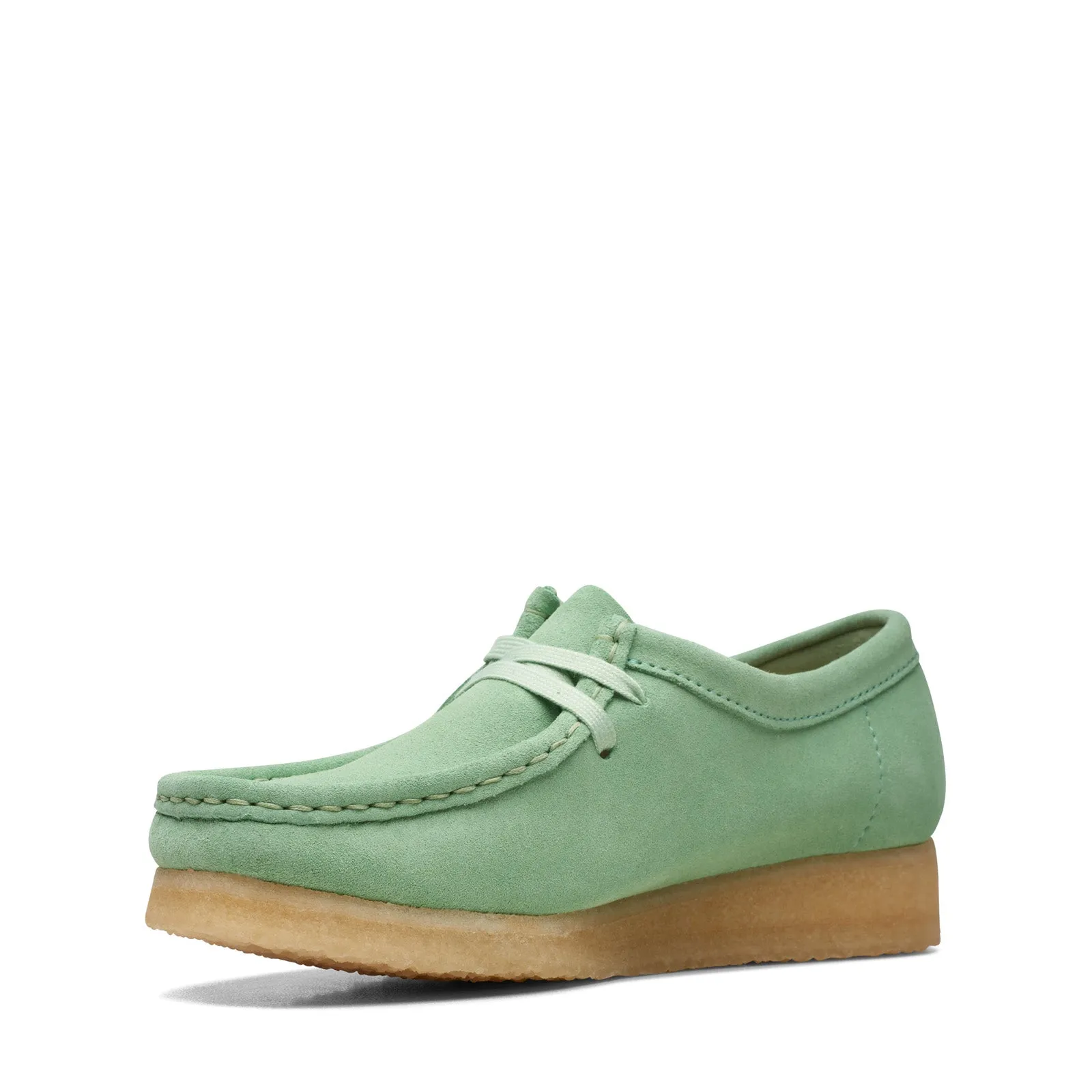 Women's Green Leather Clarks Wallabee Oxfords & Lace Up Casual Shoes