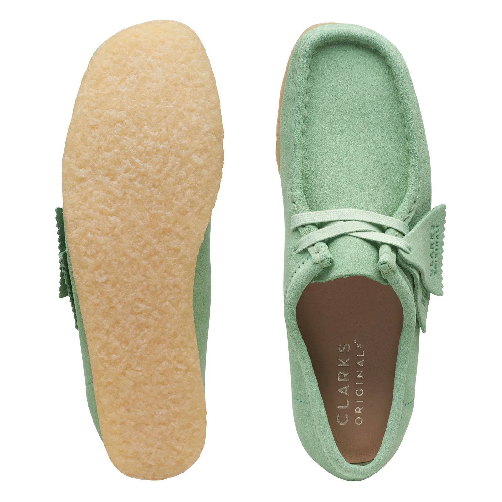 Women's Green Leather Clarks Wallabee Oxfords & Lace Up Casual Shoes