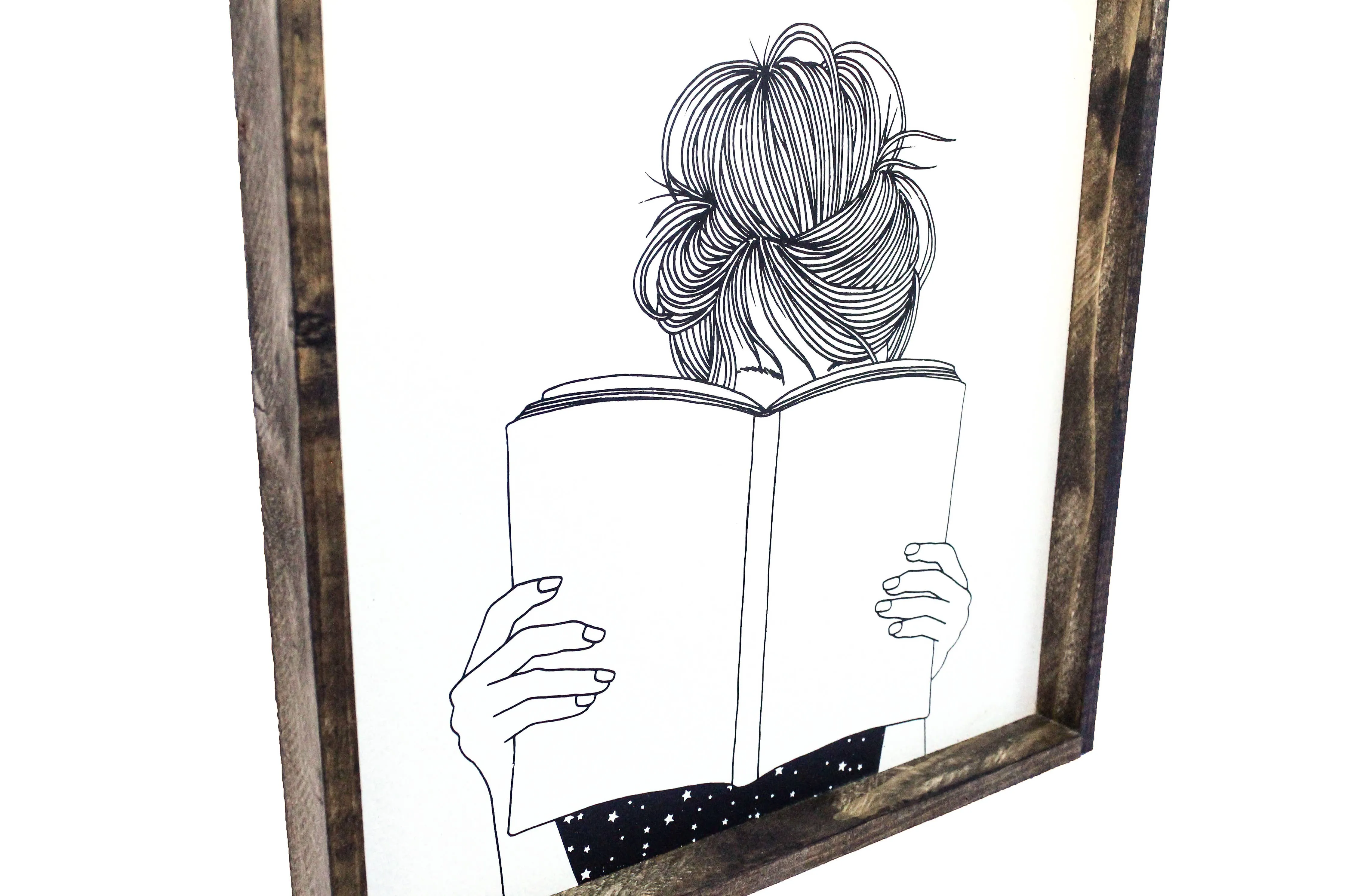 Wooden Plaque with Girl Reading - Shop Now!