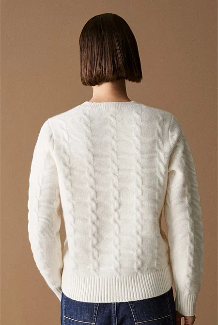 Wool Cable Knit Crew