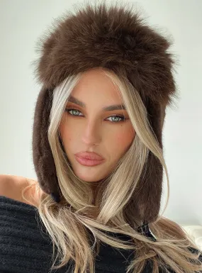 Woolfe Fluffy Hat Brown