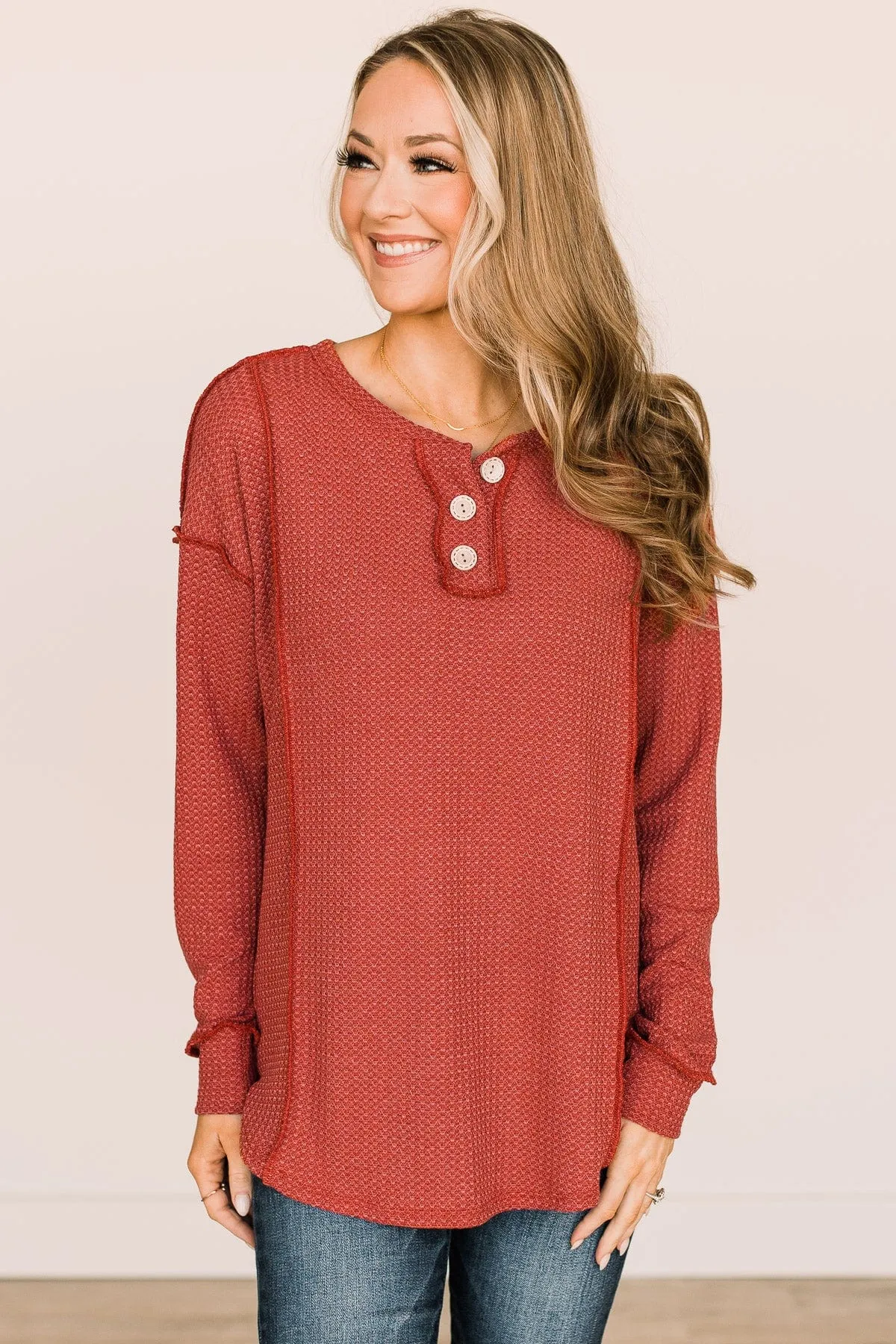 Yours To Hold Knit Top- Rust